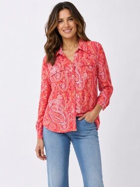 Jones, New York, 100% cotton Paisley blouse.